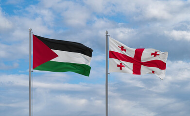 Georgia and Palestine and Gaza Strip flags, country relationship concept