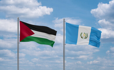 Guatemala and Palestine and Gaza Strip flags, country relationship concept