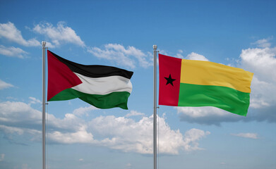 Guinea-Bissau and Palestine and Gaza Strip flags, country relationship concept
