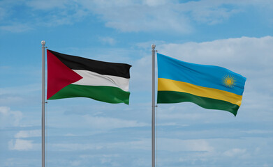 Rwanda and Palestine and Gaza Strip flags, country relationship concept