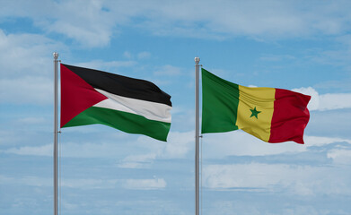 Senegal and Palestine and Gaza Strip flags, country relationship concept