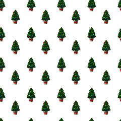 Seamless pattern Christmas tree on white background