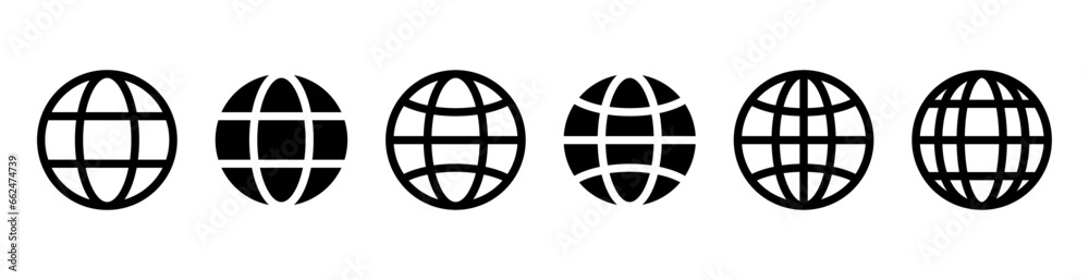 Poster web globe icon set. world icon vector global www internet sign , website icon for contact us icons
