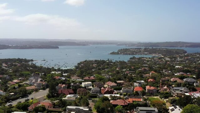 South head in Sydney with wealthy Eastern Suburbs Watsons bay aerial 4k.
