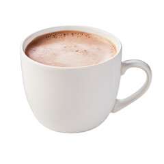 Hot chocolate drink with white cup isolated on transparent background.