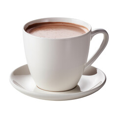 Hot chocolate drink with white cup isolated on transparent background. - obrazy, fototapety, plakaty
