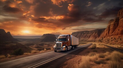 Obraz premium Truck is transporting goods in the USA