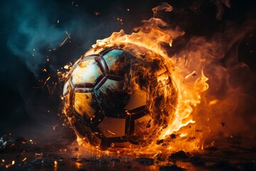 Flaming football tears the goal net