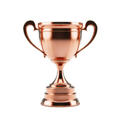 Bronze, copper trophy isolated on transparent background..