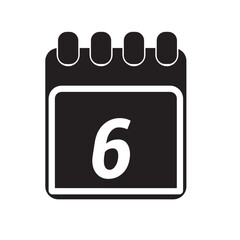 Page of calendar displaying day 6. Illustration.
