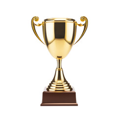 Gold trophy isolated on transparent background.