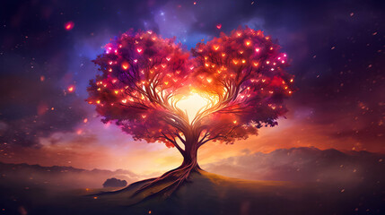 Tree of Life, elegantly intertwining the roots of mental health with the branches of love, creating a visual masterpiece that captures the essence of harmony.