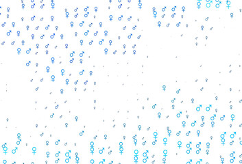 Light blue vector pattern with gender elements.