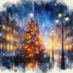 Obraz premium Christmas tree in the city