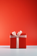 Minimalist christmas gift photography, solid color background