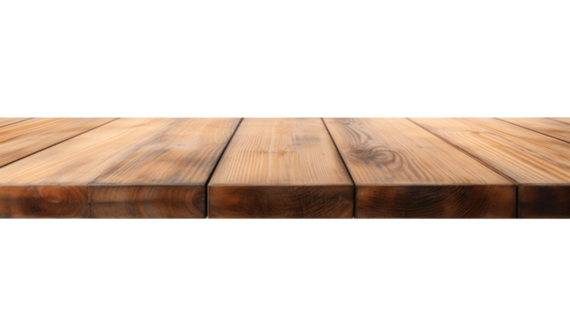 Empty wooden table clipart for design for display product isolated on transparent background.