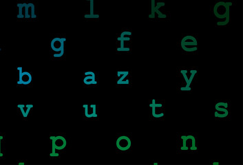 Dark blue, green vector layout with latin alphabet.