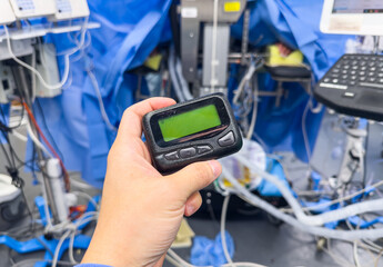 design, connection, hand, black, history, retro, pager, beeper, communication, hospital, symbol,...