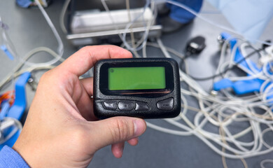 design, connection, hand, black, history, retro, pager, beeper, communication, hospital, symbol, efficiency, business, technology, medical, device, messaging, signal, alert, staff, essential, tool, em