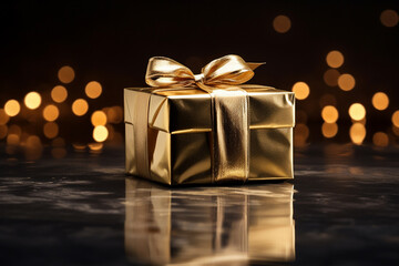 Minimalist christmas gift photography, gold style