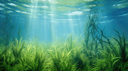 Fototapeta na wymiar Underwater plants and grass