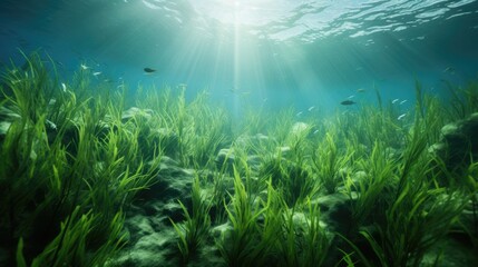 Naklejka na ściany i meble Underwater plants and grass