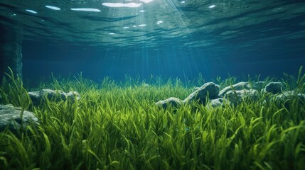 Fototapeta na wymiar Underwater plants and grass
