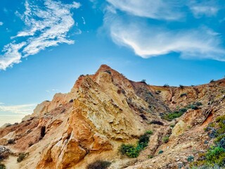 Reef formation from sandstone on the coast.Algar Seco, Carvoeiro.