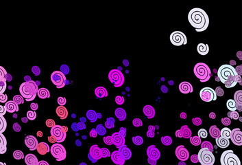 Dark Pink, Blue vector background with curved circles.