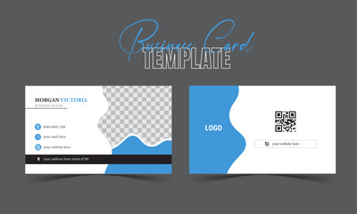 Double-sided modern business card template. landscape orientation. Horizontal  layout. 