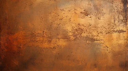 Fotobehang old grunge copper bronze, rustic texture, copper background, texture of a vintage orange,bronze, gold metal © Badass Prodigy