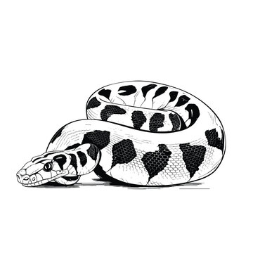 Hand Drawn Sketch Ball Python Snake Illustration