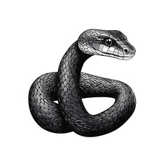 Hand Drawn Sketch Black Rat Snake Illustration