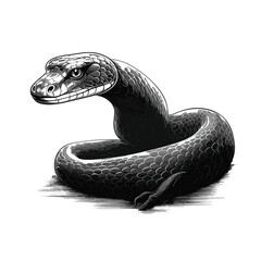 Obraz premium Hand Drawn Sketch Black Rat Snake Illustration
