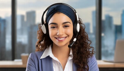 Smiling Call Center Agent