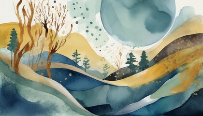 Painting of abstract landscape