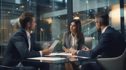 A group of people engaged in a lively discussion around a table