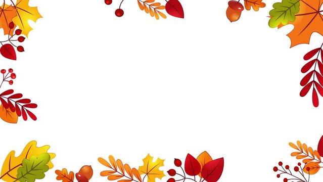 Autumn Leaves Frame Animation with Chroma Key Color