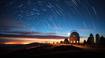 star observatory at sunset, generative AI - obrazy, fototapety, plakaty