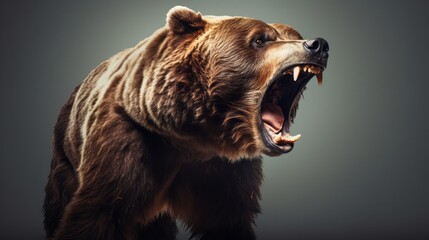A roaring brown bear in the wild - obrazy, fototapety, plakaty