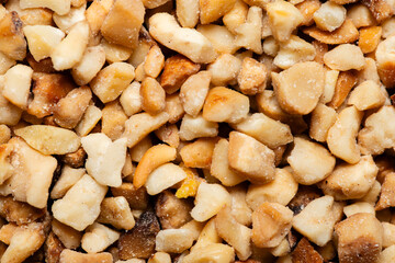 Macro photography of crushed chestnuts.