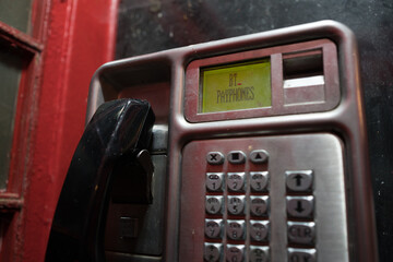 Old red british and bt telephone, Payphone