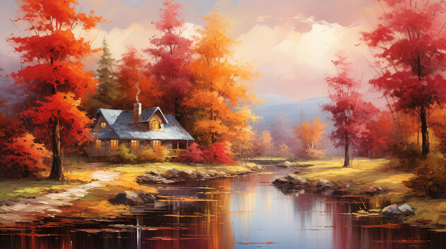 Autumn Scenery Landscape Painting