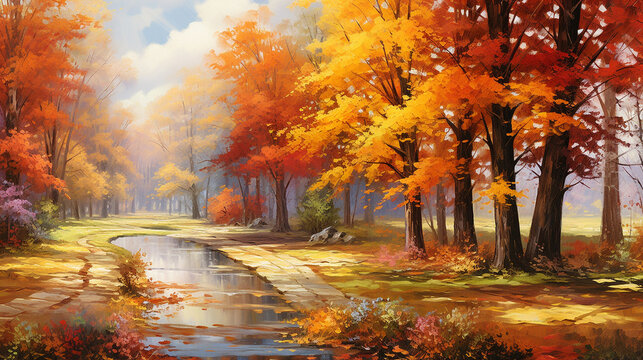 Autumn Scenery Landscape Painting