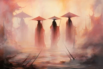 Fototapeten Ethereal mist guardians, protecting sacred sites with their veiled presence - Generative AI © Sidewaypics