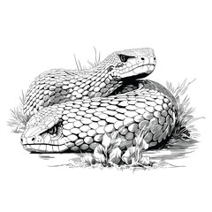 Hand Drawn Sketch Puff Adder Snake Illustration

