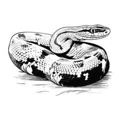 Hand Drawn Sketch Reticulated Python Snake Illustration
