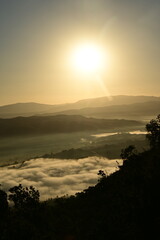 sunset over the valley