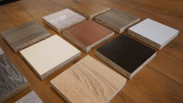 Samples of finishing materials for the manufacture of furniture, MDF facades. Medium density fiberboard