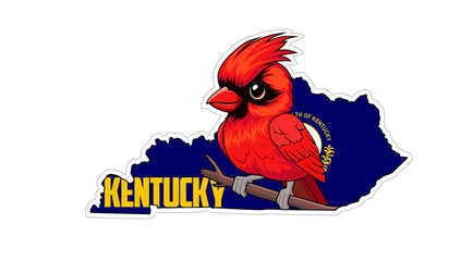 Vector Kentucky sticker with northern cardinal	